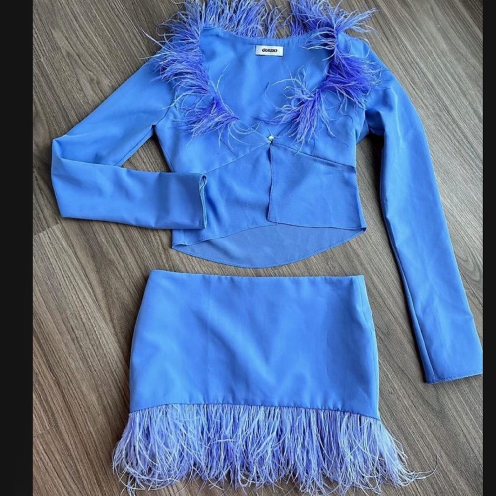 Danielle Guizio Purple Feather Trim Set